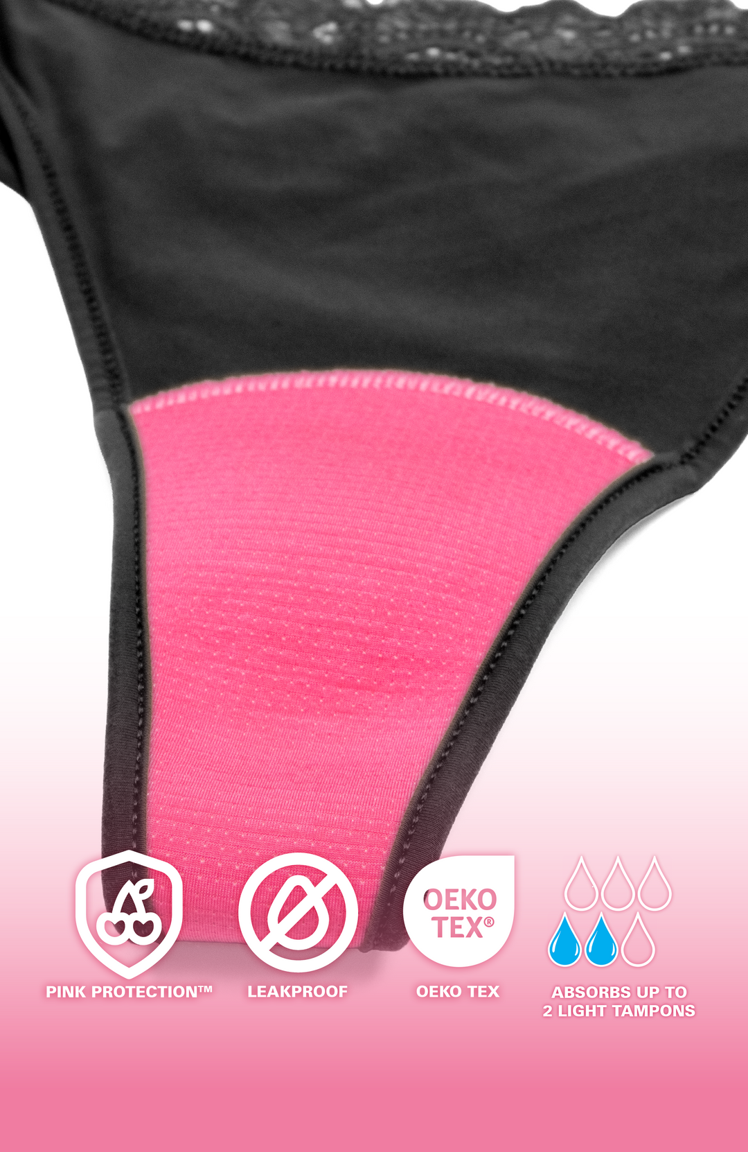 Leakproof Lace Dipped Thong Liner