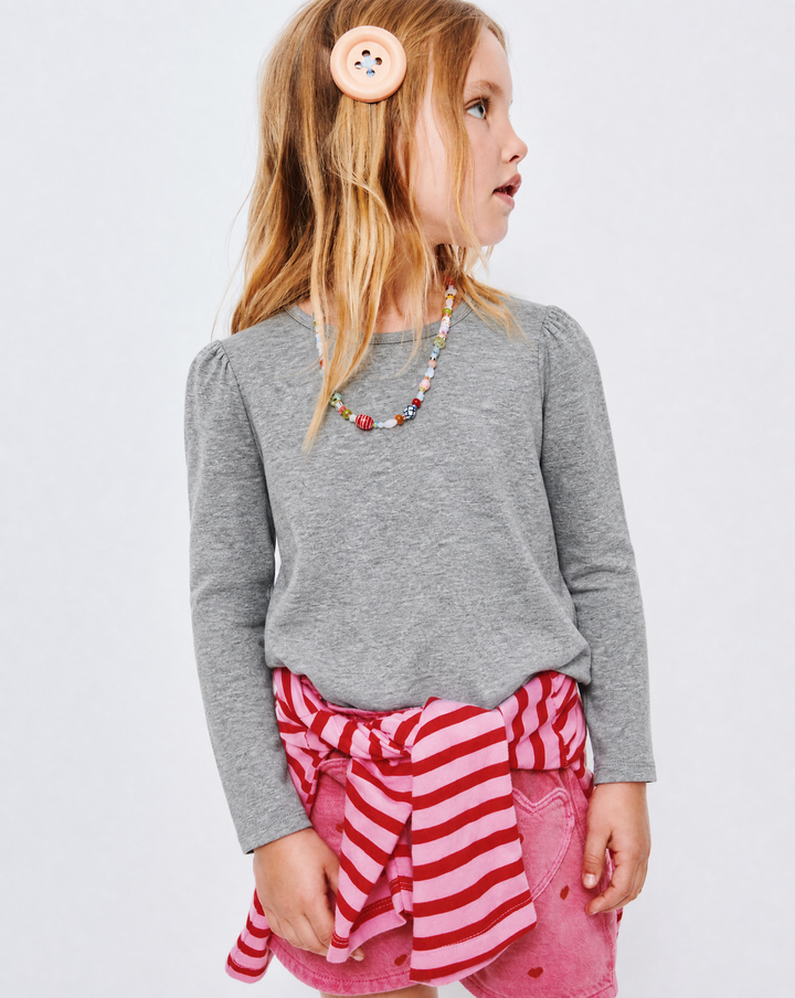 NONBRANDED TODDLER GIRLS LS SHOULDER RUCHING TEE