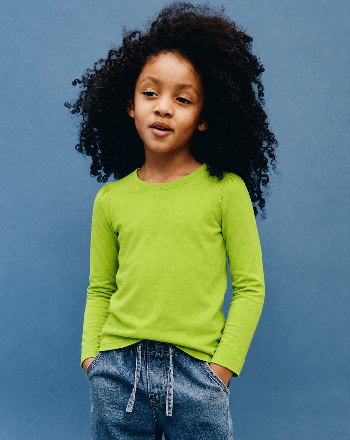 Toddler Girls Ruched Shoulder LS Tee