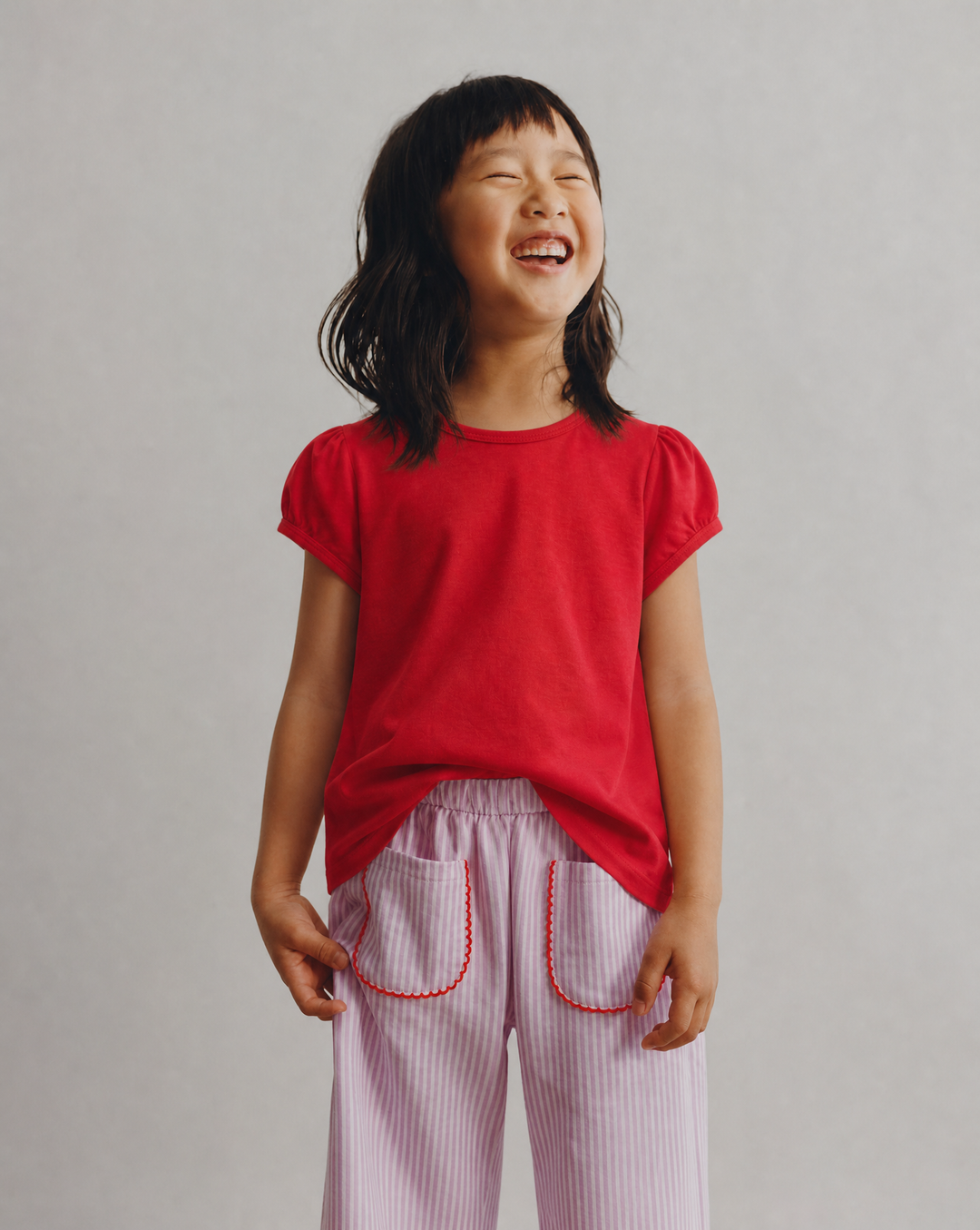 Toddler Girls Shoulder Ruching Short Sleeve Tee