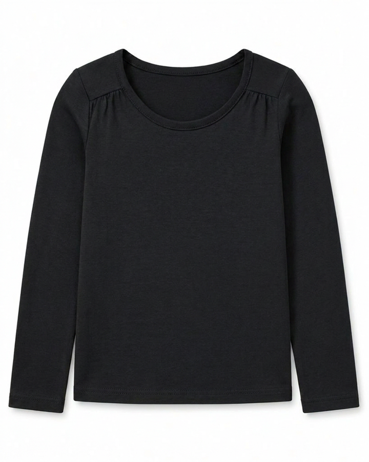 Toddler Girls Shoulder Seam Ruched Long Sleeve Tee