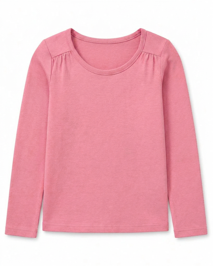 Toddler Girls Shoulder Seam Ruched Long Sleeve Tee