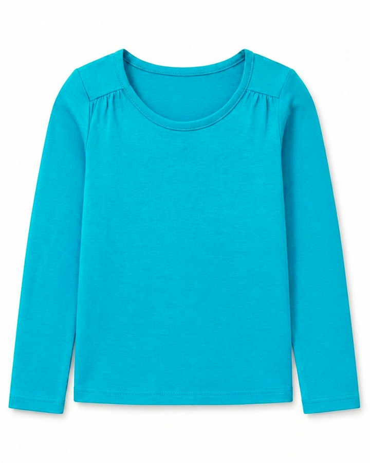 Toddler Girls Shoulder Seam Ruched Long Sleeve Tee