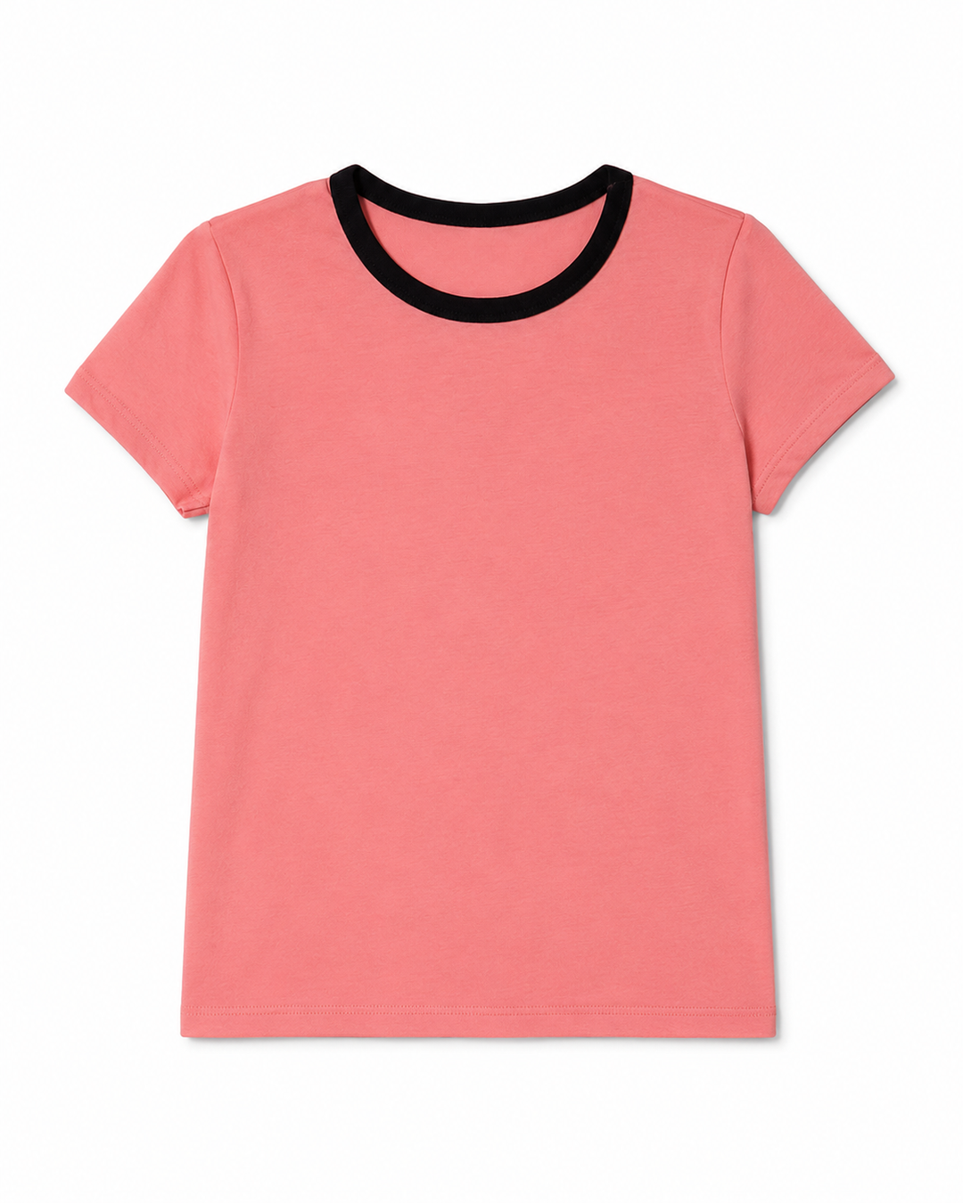 NONBRANDED YOUTH GIRLS CONTRAST NECK SS TEE