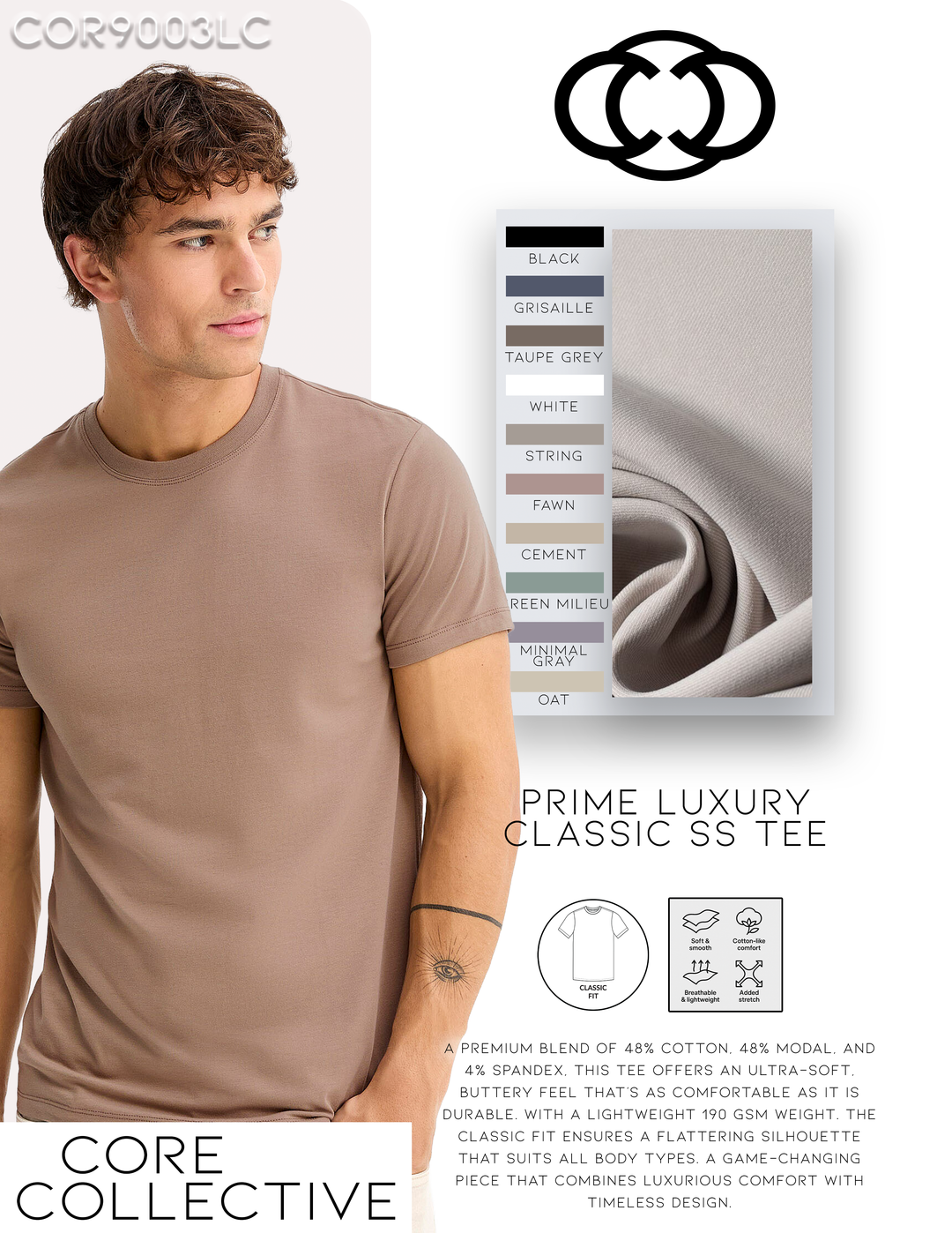 CORE COLLECTIVE 6 PACK OF PRIME LUXURY CLASSIC SS TEES