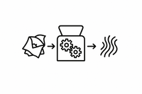 needs an icon black outline only for: Break it down into raw fiber, Scraps are mechanically shredded back into fiber.