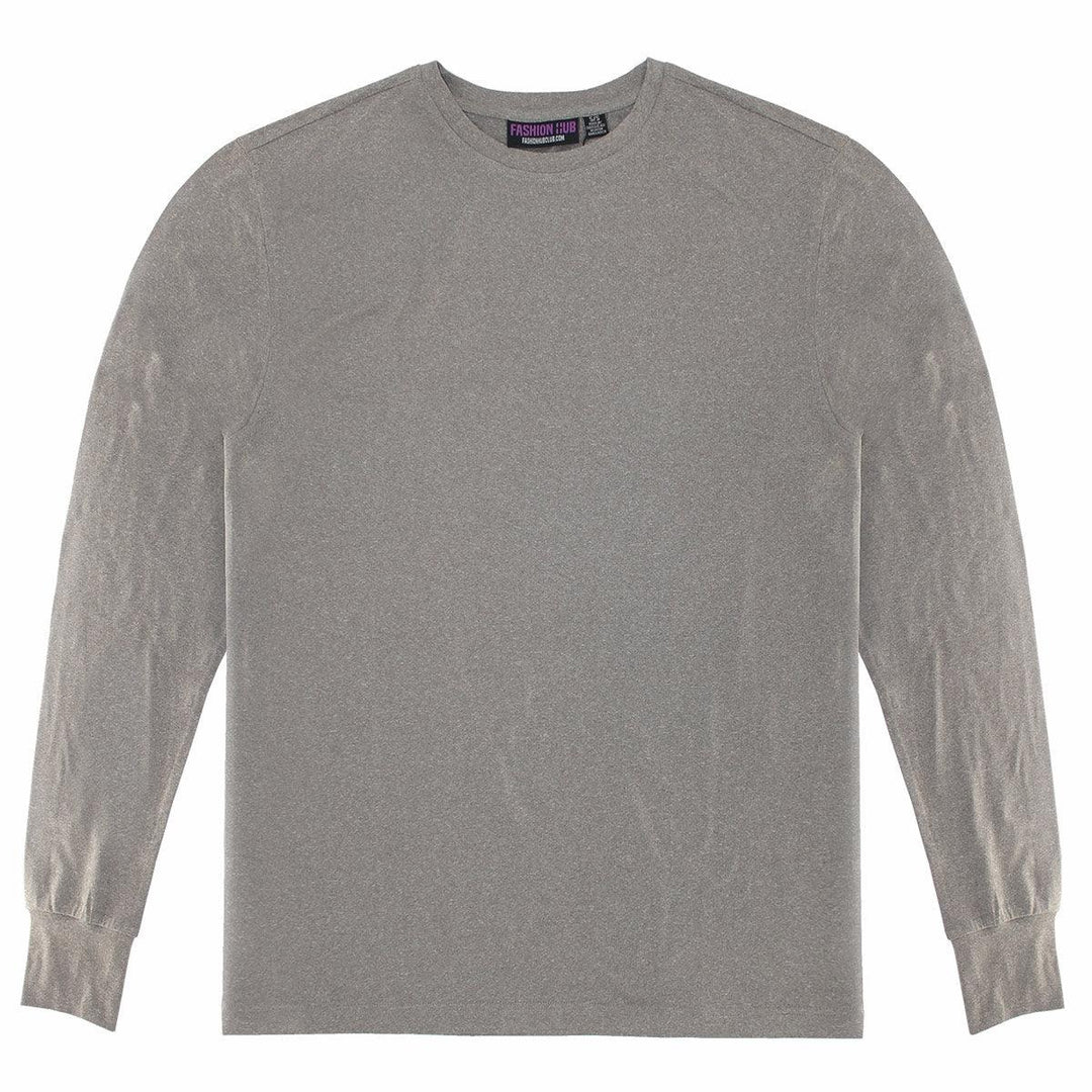 Heather Grey Better Basics Ultra-Soft Crewneck Long Sleeve T-Shirt by Fashion Hub - Fashion Hub Club
