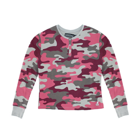 Kangol Women's Waffle Henley Long Sleve Shirt - Fashion Hub Club