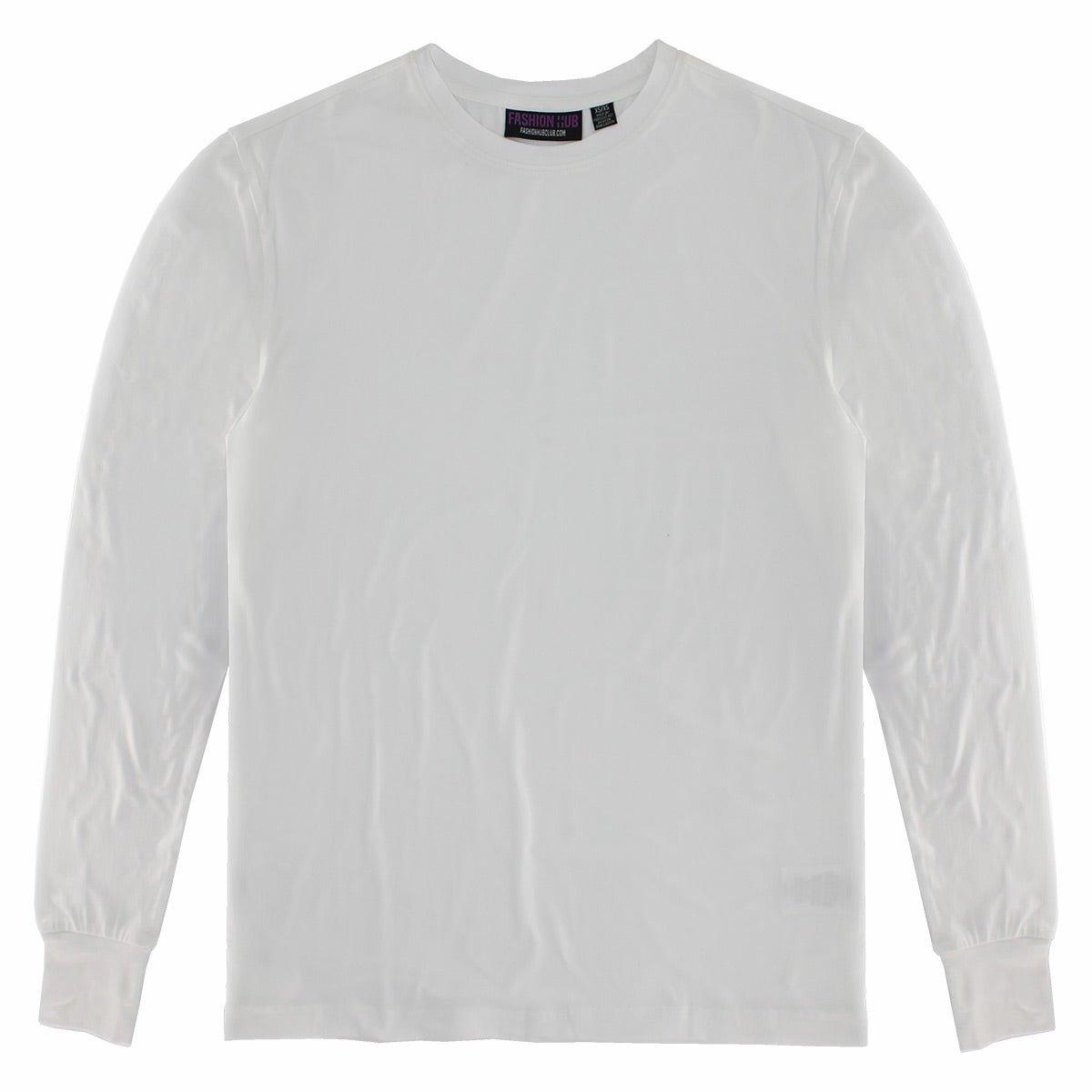 White Grey Better Basics Ultra-Soft Crewneck Long Sleeve T-Shirt by Fashion Hub - Fashion Hub Club